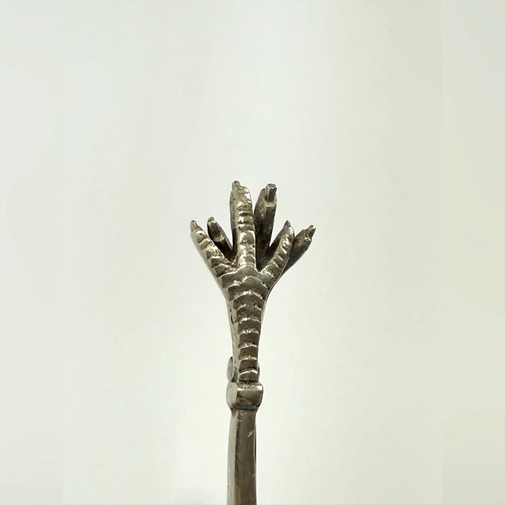 Antique Victorian Austrian 800 Silver 34g Sugar Cube Tongs Bird Claw Gothic